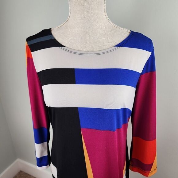 Robbie Bee Women's Colorful Color Block Shift Dress Size 8 - Picture 2 of 7